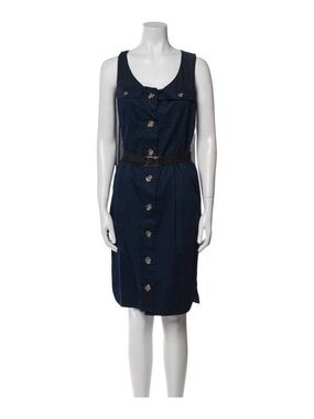 Sportmax Navy Cape Back Belted Button Front Dress Size 6 Orig $495